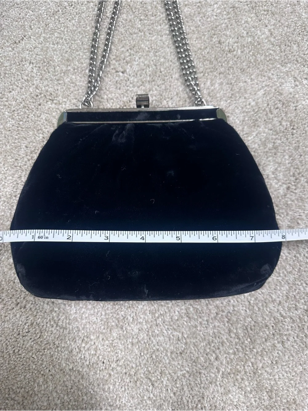Vintage Classic Black Velvet Chain-Handle Evening Bag unbranded